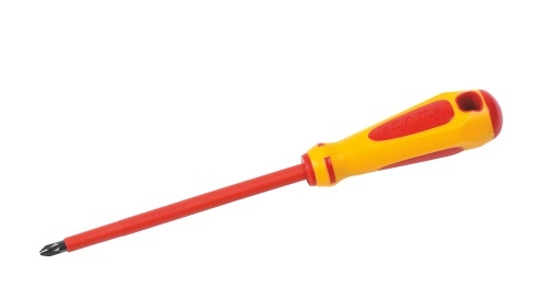 SAM Pozidriv Insulated Screwdriver, 2 mm Tip, 105 mm Blade, VDE/1000V, 215 mm Overall