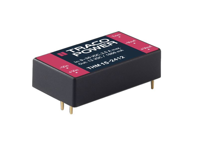 TRACOPOWER THM 15 DC-DC Converter, 5V dc/ 3A Output, 9 → 18 V dc Input, 15W, Through Hole, +85°C Max Temp -40°C