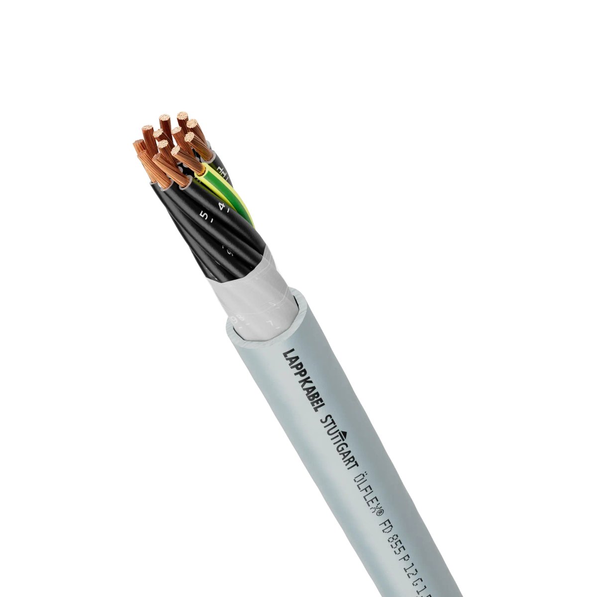 Lapp Olflex FD 855 Control Cable, 3 Cores, 2.5 mm² 14 AWG, Unscreened, Grey Polyurethane Compound Thermoplastic