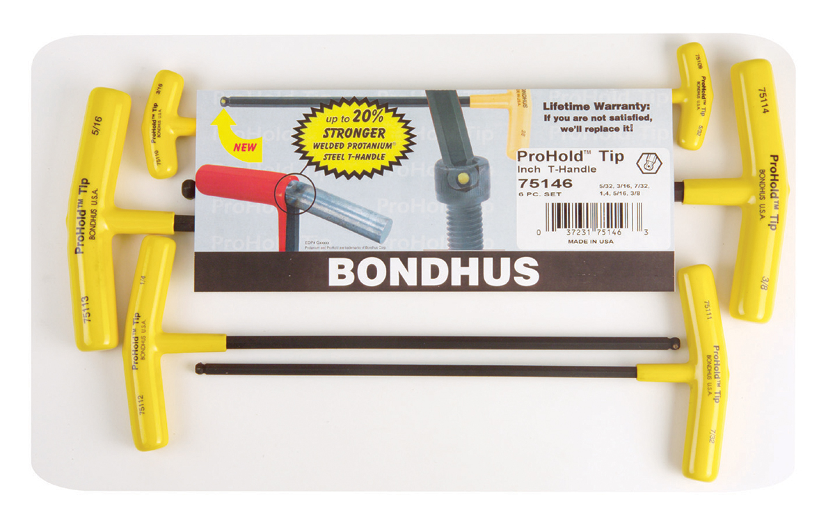 Bondhus 6 piece T Shape Imperial Hex Key Set, 3/16 → 7/32"