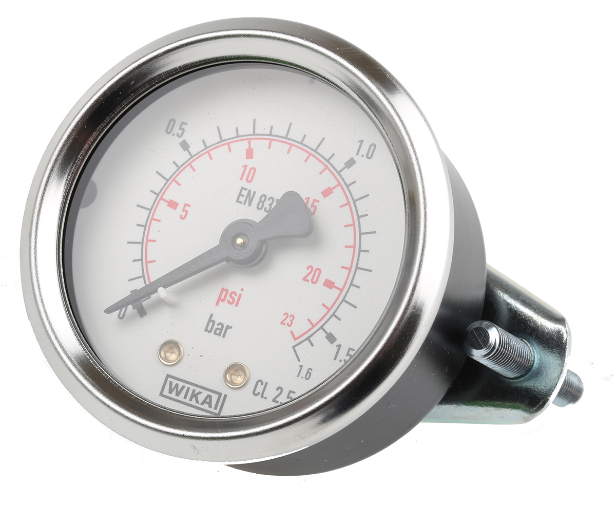 WIKA Analogue Pressure Gauge 1.6bar Back Entry 50mm Outside Diameter