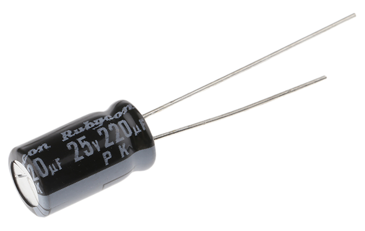 Rubycon 220μF Aluminium Electrolytic Capacitor 25V dc, Radial, Through Hole - 25PK220MEFC6.3X11