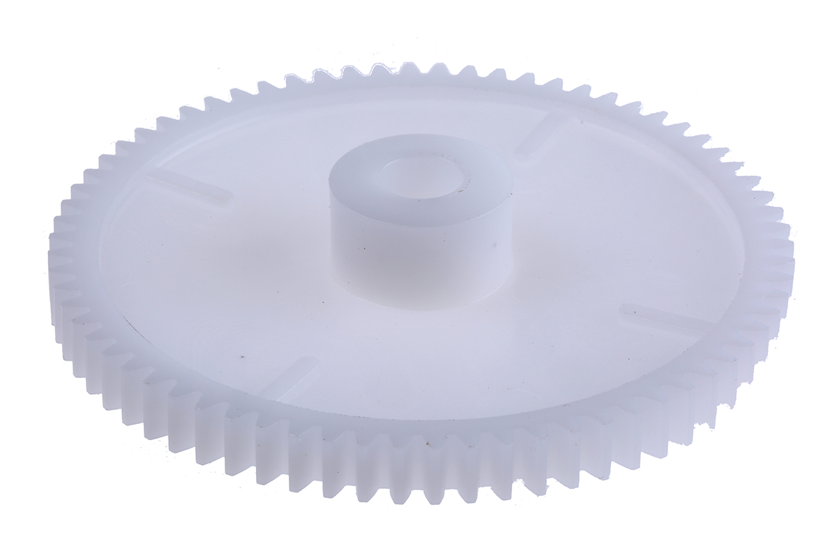 RS PRO POM 70 Teeth Spur Gear, 1 Module, 8mm Bore Diam, 70mm Pitch Diam, 18mm Hub Diam