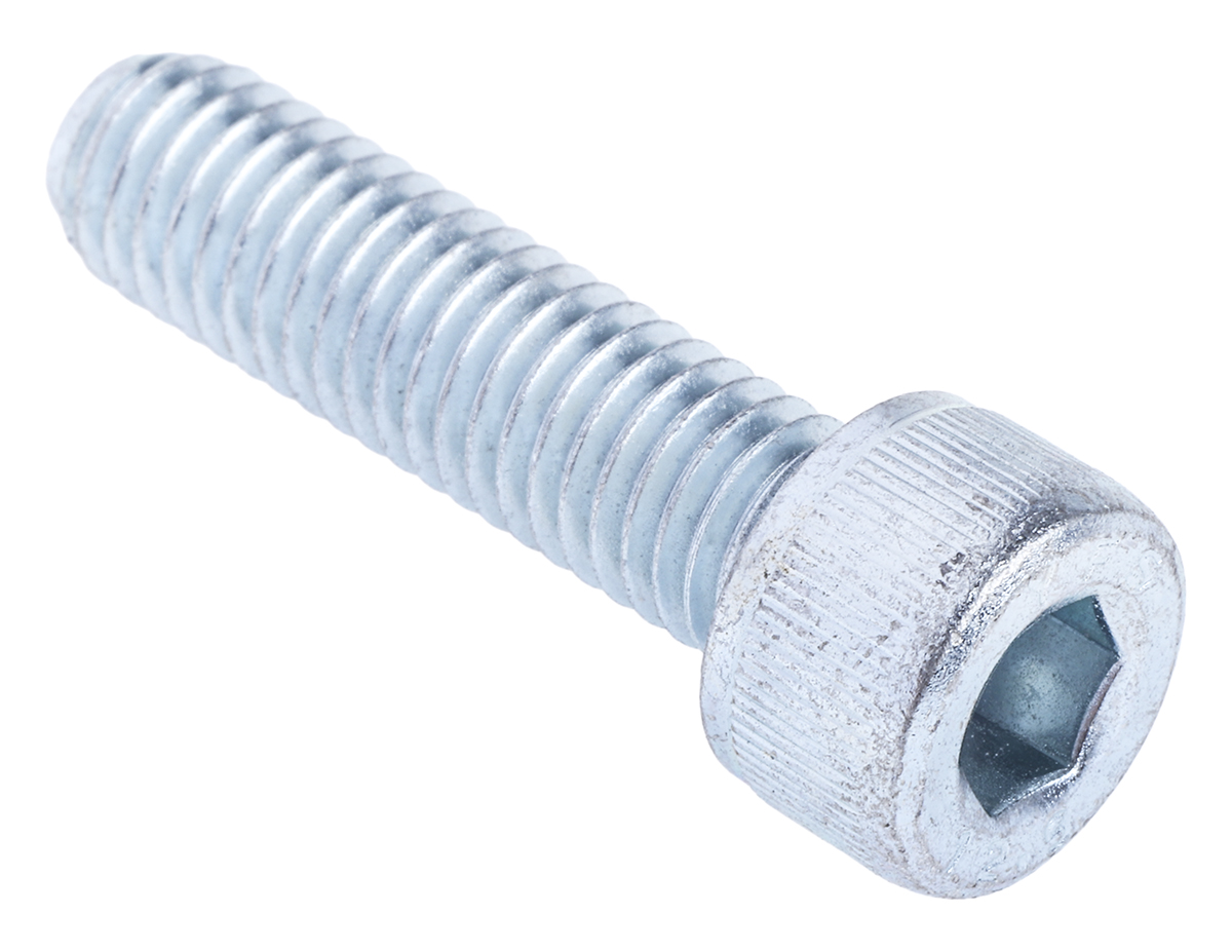 RS PRO Bright Zinc Plated Steel Hex Socket Cap Screw, DIN 912, M8 x 30mm
