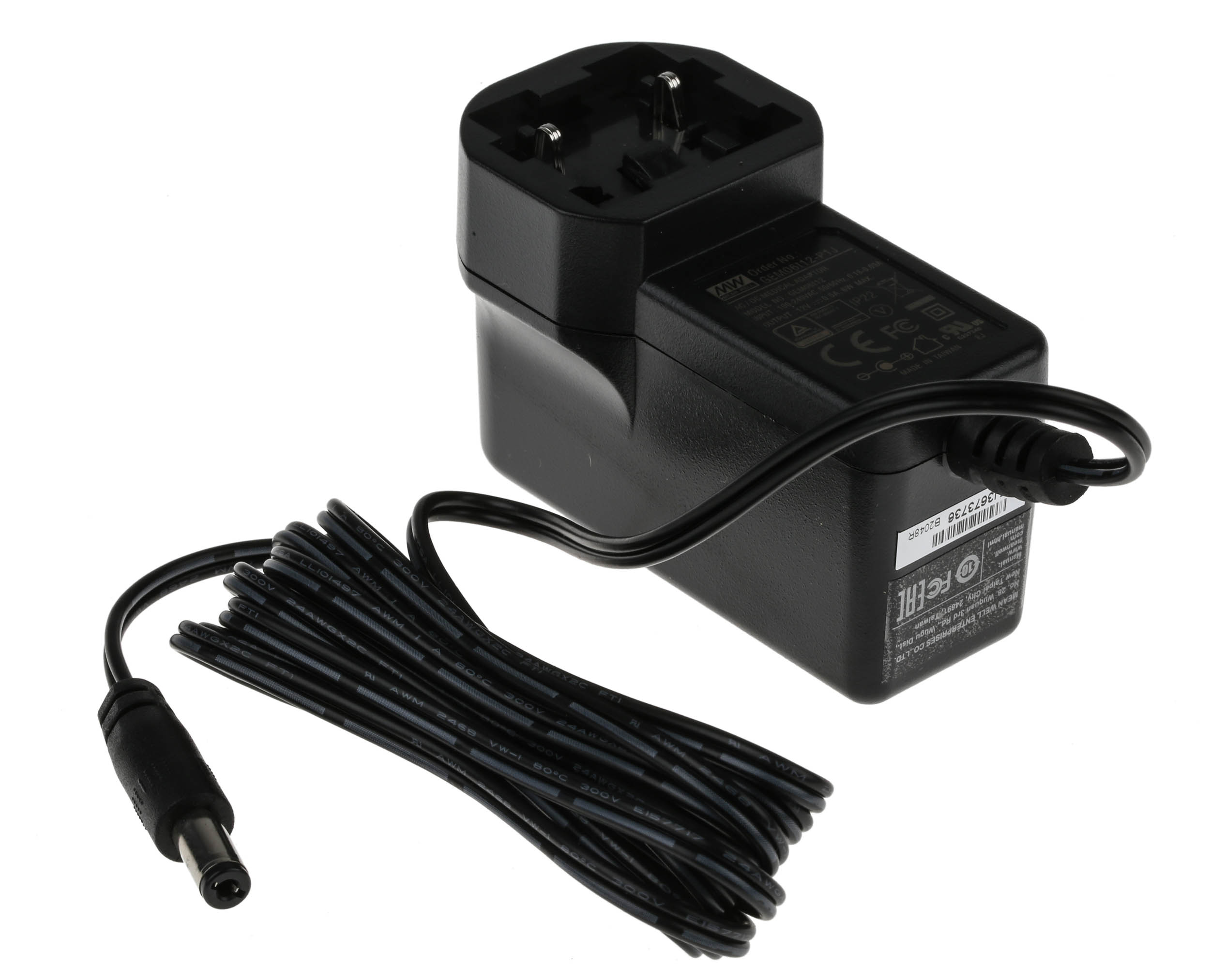 MEAN WELL 6W Plug-In AC/DC Adapter 5V dc Output, 1.2A Output