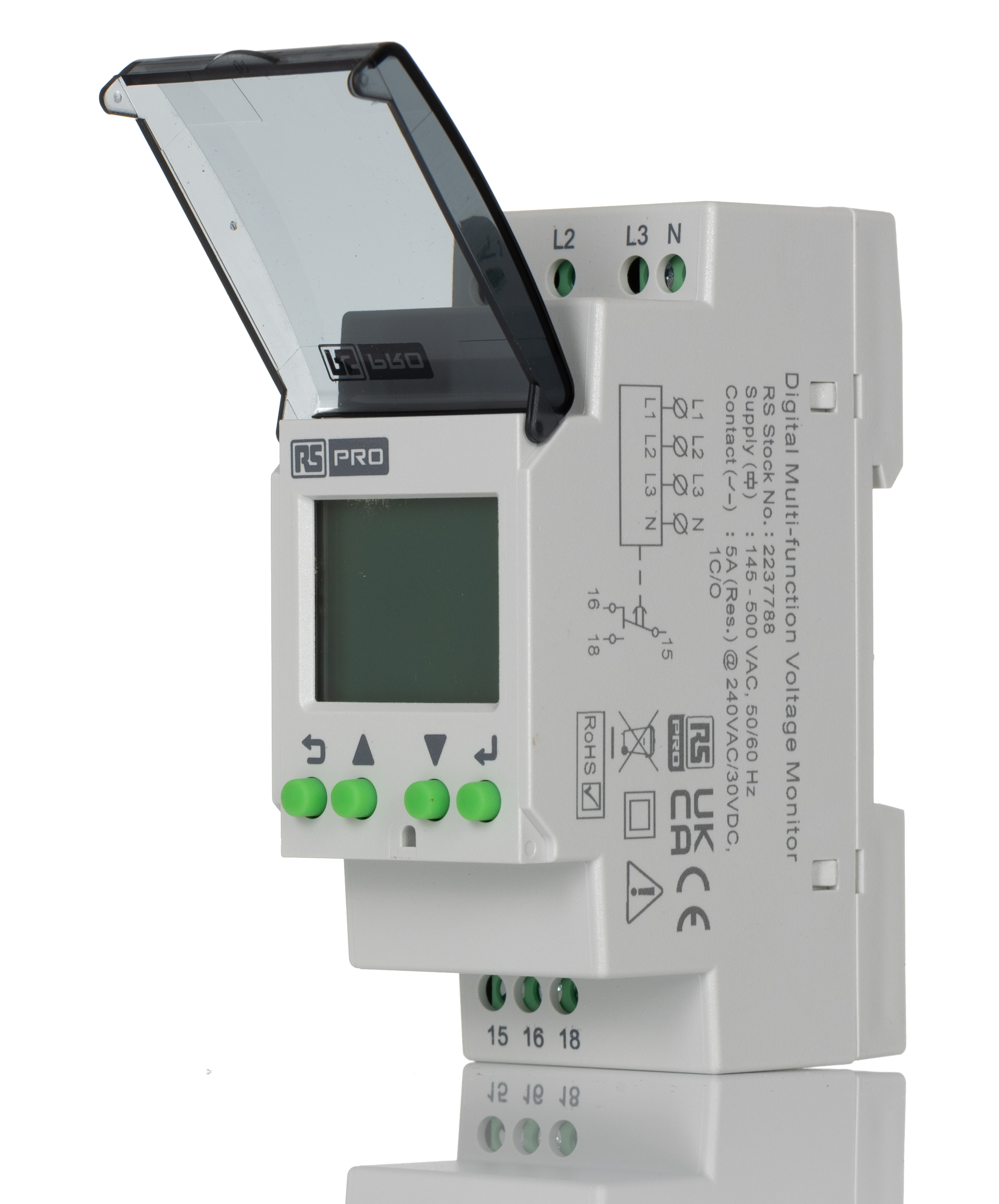 RS PRO Phase, Voltage Monitoring Relay, 3 Phase, SPDT, DIN Rail