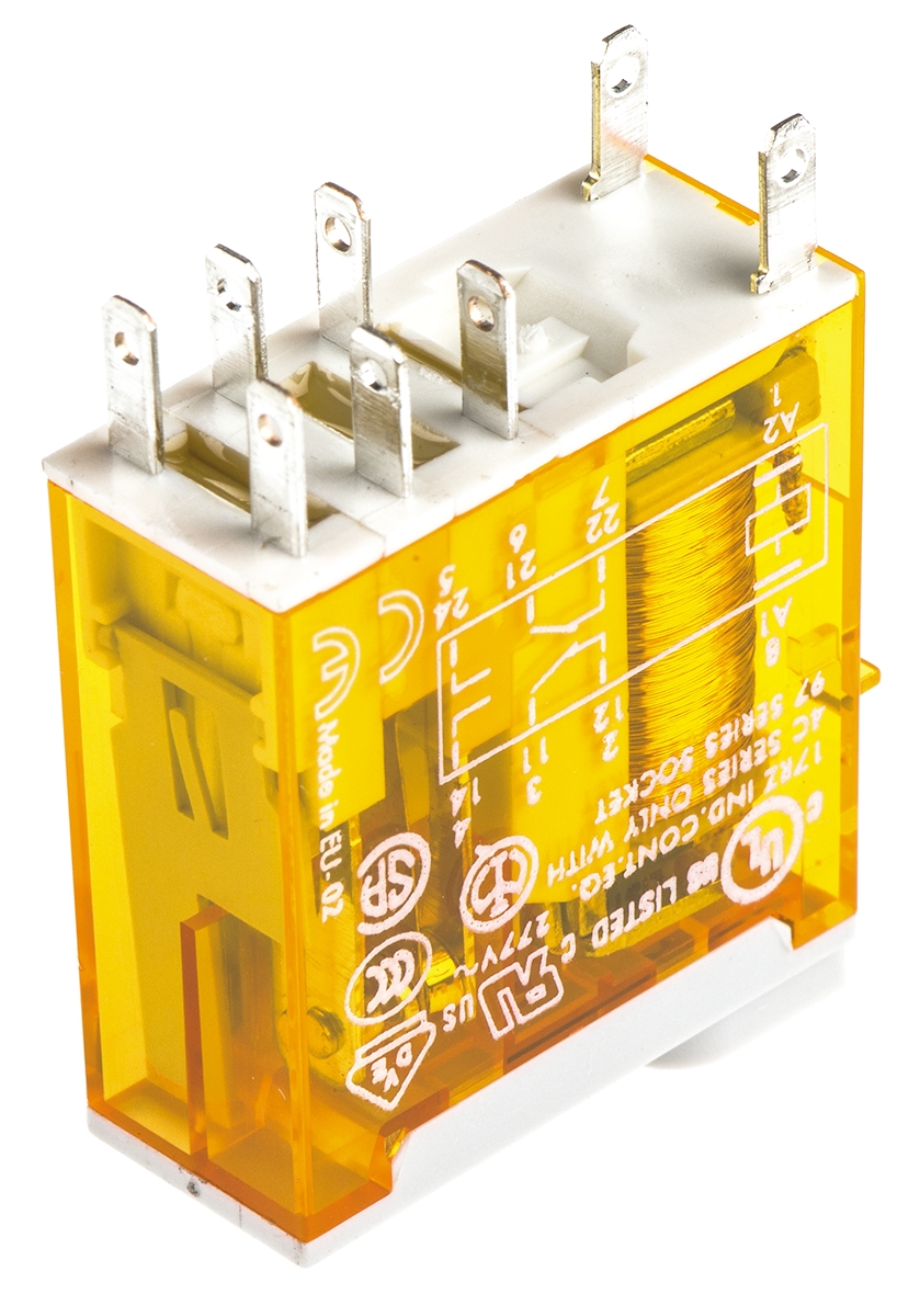 Finder Plug In Power Relay, 24V ac Coil, 8A Switching Current, DPDT