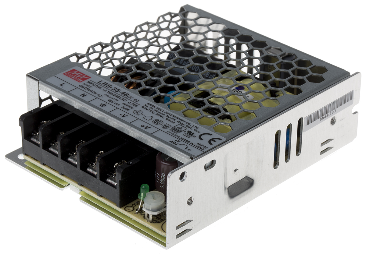 MEAN WELL Switching Power Supply, LRS-35-48, 48V dc, 800mA, 38W, 1 Output, 120 → 373 V dc, 85 → 264 V ac