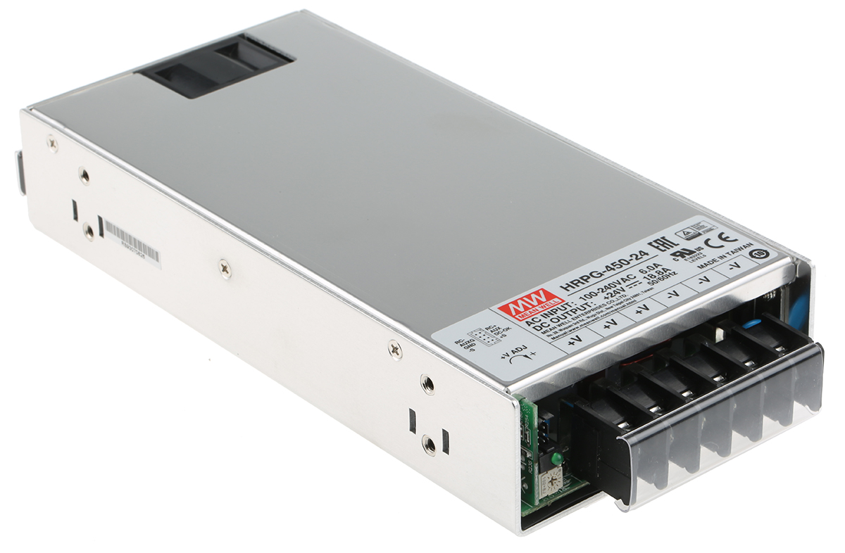 MEAN WELL Switching Power Supply, HRPG-450-24, 24V dc, 18.8A, 451W, 1 Output, 120 → 370 V dc, 85 → 264 V
