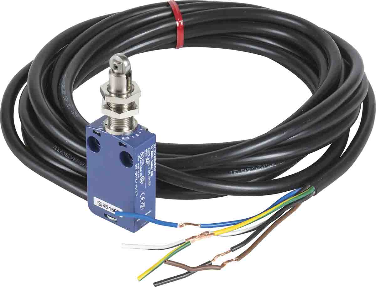 Telemecanique Sensors XCMD Series Roller Plunger Limit Switch, 1NC/1NO, IP66, IP67, Zinc Alloy Housing, 6A Max