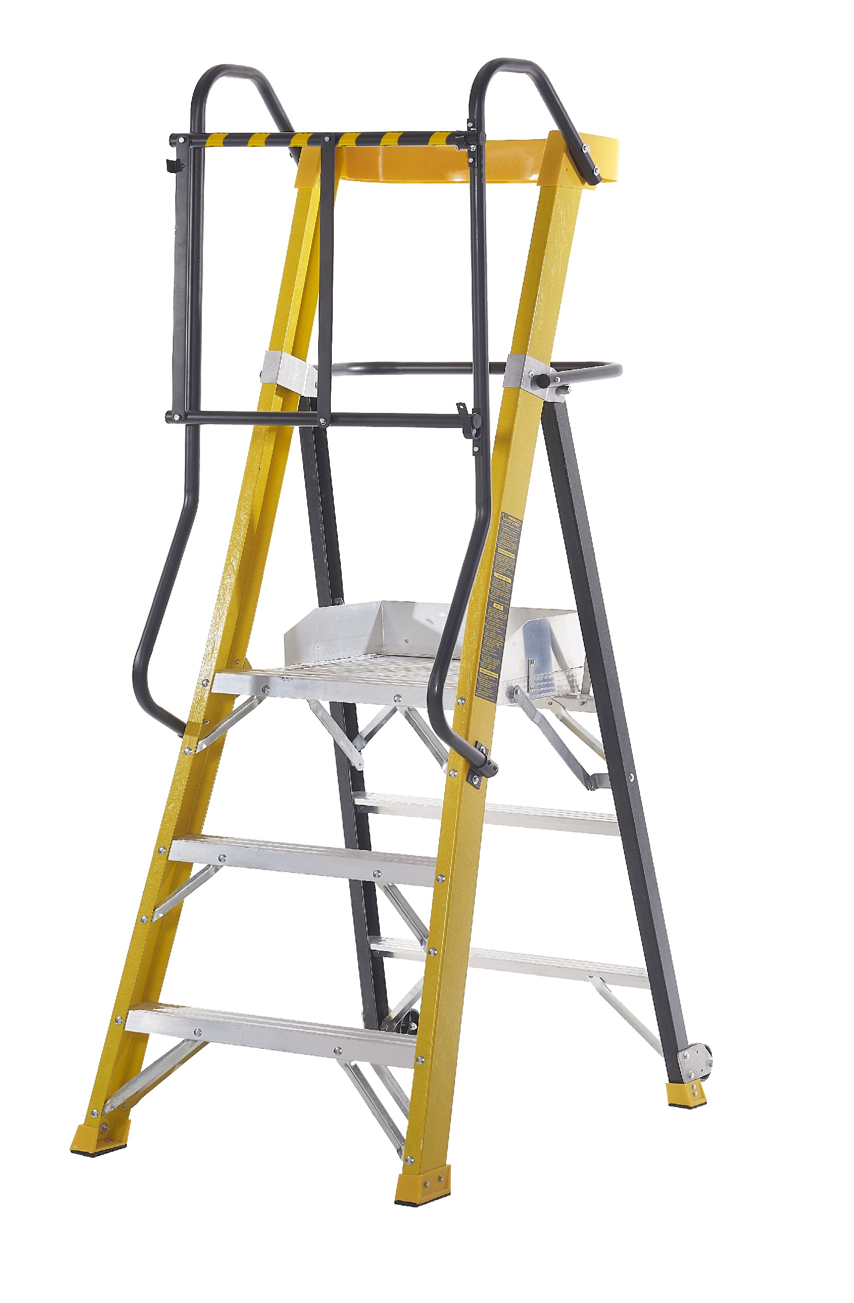 RS PRO Fibreglass 3 steps Step Ladder, 805mm platform height, 1755mm open length