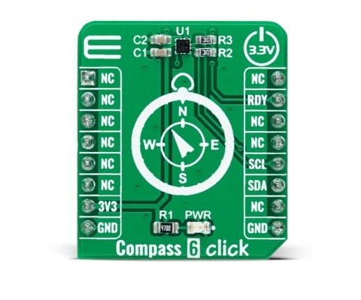 MikroElektronika Compass 6 Click 3D Magnetic Sensor Add On Board for HSCDTD008A MikroBus