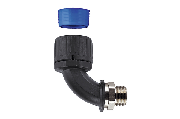 HellermannTyton External Thread Elbow, Conduit Fitting, 34mm Nominal Size, M32, Nylon 66, Black IP66, IP67, IP68, IP69K