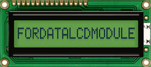 Fordata FC1601E01-RNNYBW-66SE FC Alphanumeric LCD Graphic Display, Green, Yellow on, 1 Row by 16 Characters, Reflective