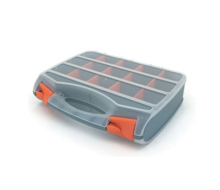 RS PRO 30 Cell Black, Orange Plastic Storage Box, 75mm x 310mm x 260mm