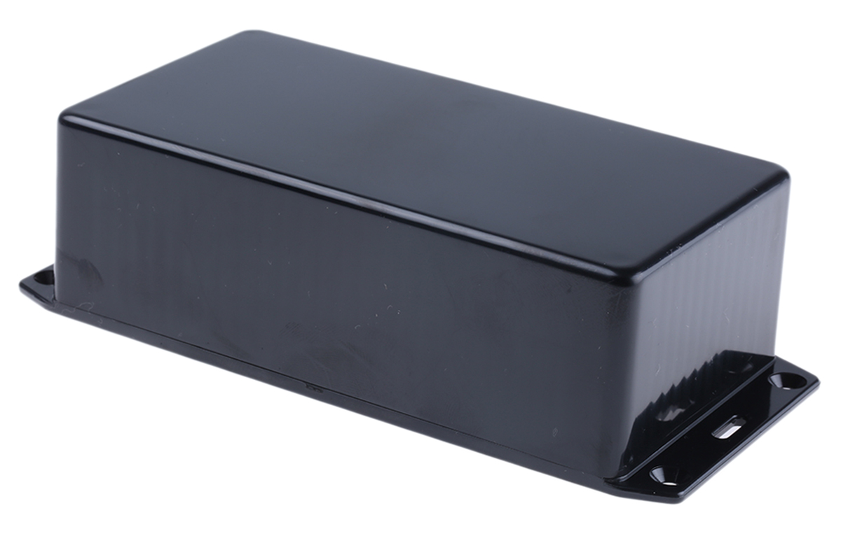 Hammond 1591 Series Black Flame Retardant ABS Enclosure, IP54, Flanged, Black Lid, 150 x 80 x 46mm