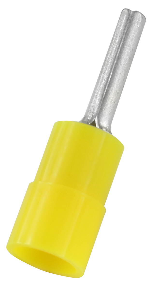 RS PRO Insulated Crimp Pin Connector, 4mm² to 6mm², 12AWG to 10AWG, 2.8mm Pin Diameter, 14mm Pin Length, Yellow