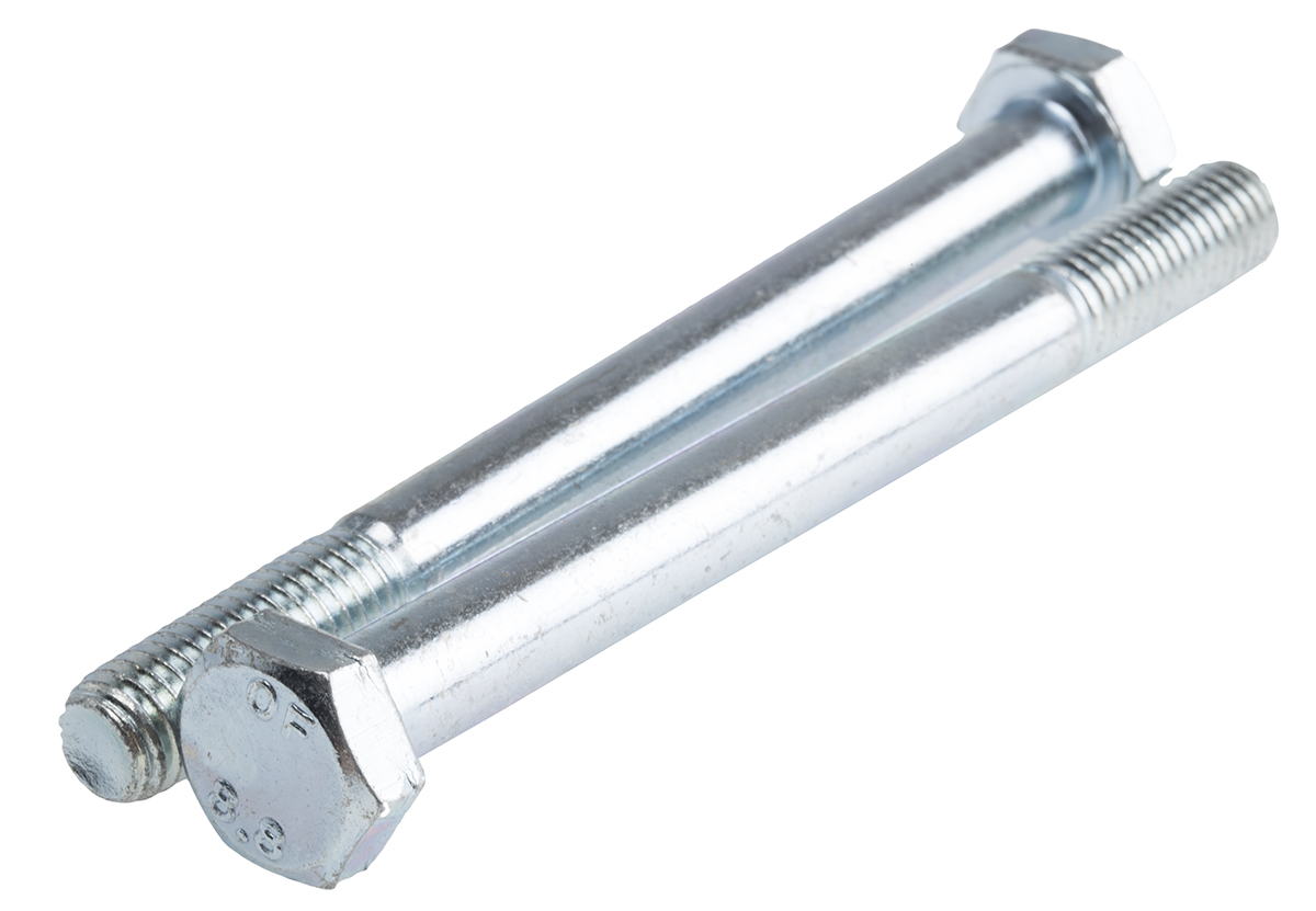 RS PRO Bright Zinc Plated Steel, Hex Bolt, M10 x 110mm