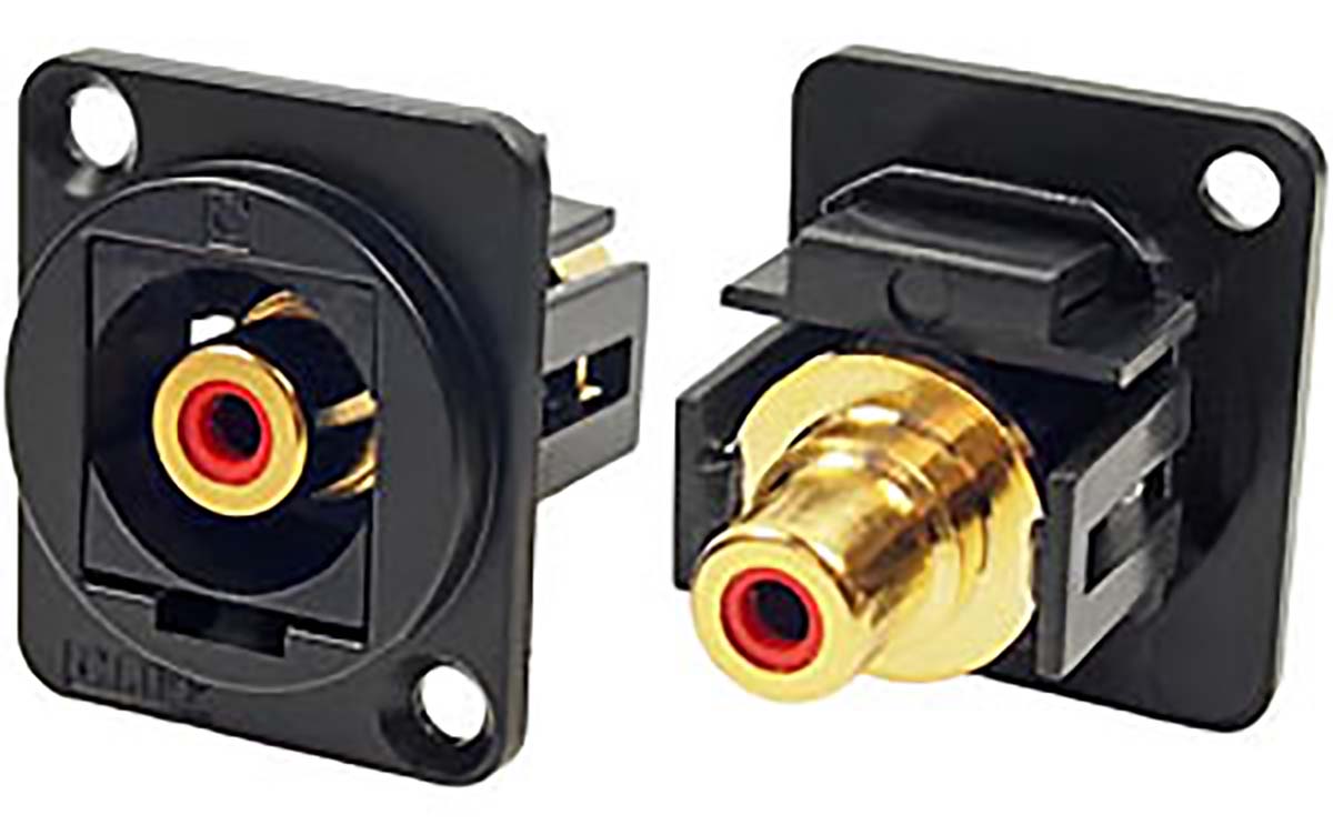 RS PRO Red Panel Mount RCA Socket, Gold over Nickel, 2A