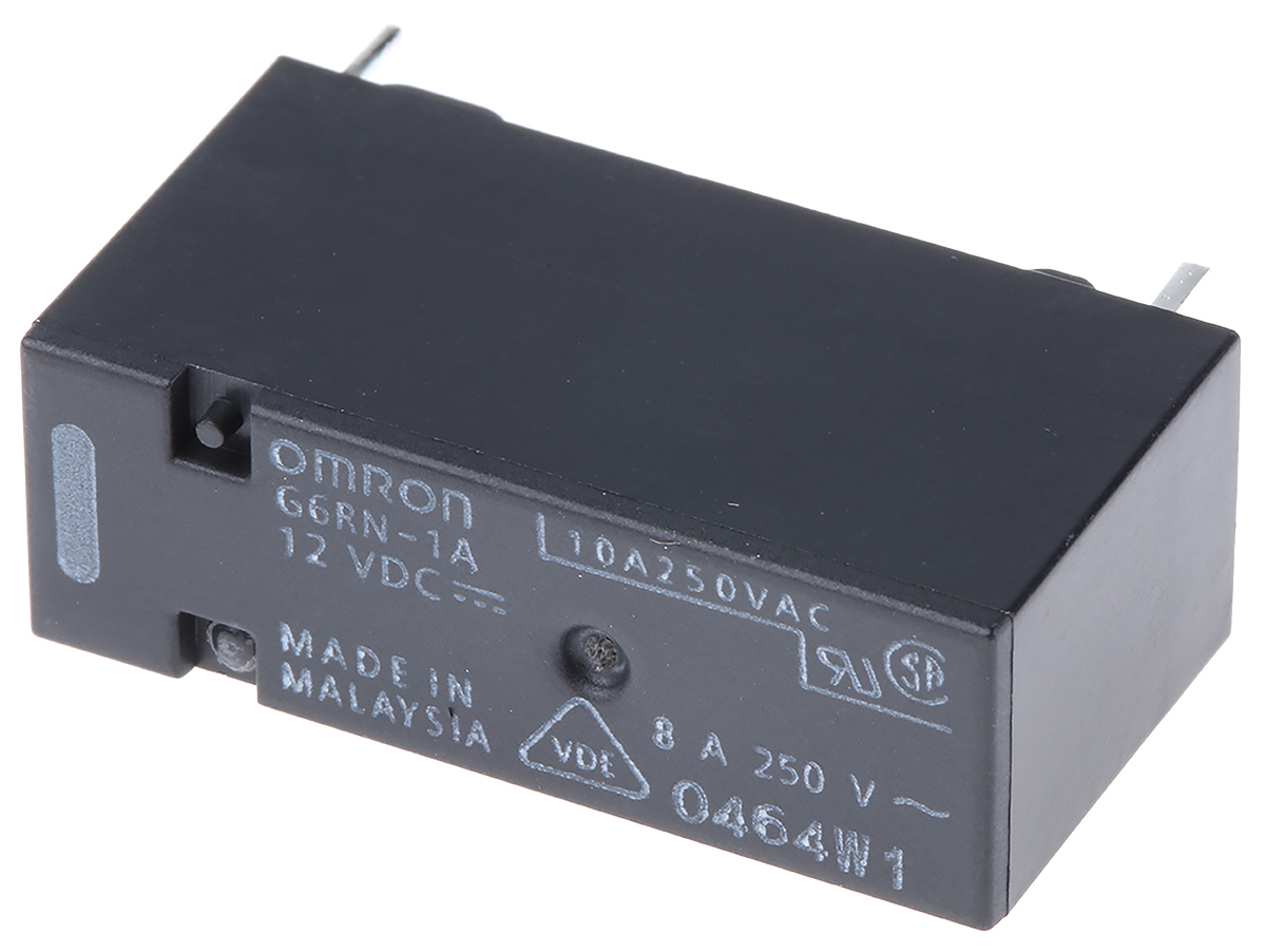 Omron PCB Mount Power Relay, 12V dc Coil, 8A Switching Current, SPST