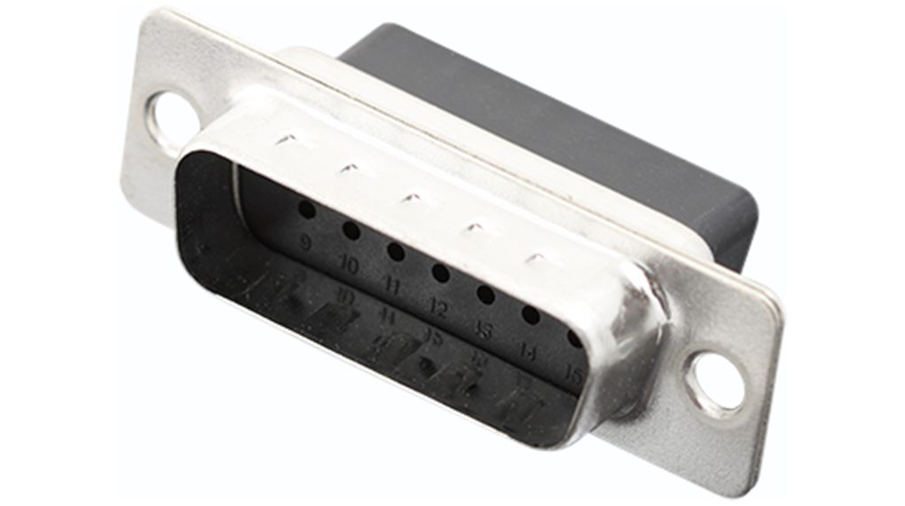 Encitech Connectors 3303 15 Way Screw Mount D-sub Connector Plug, with Screw