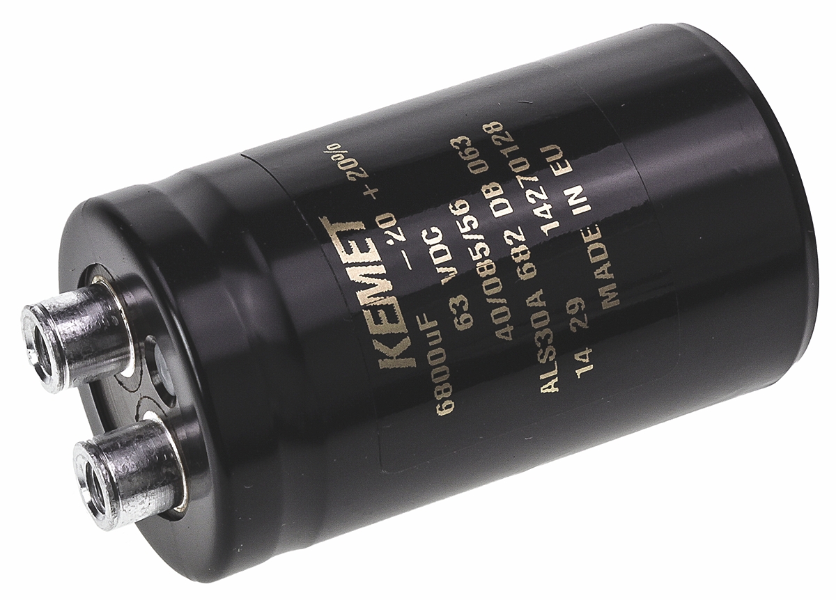 KEMET 6800μF Aluminium Electrolytic Capacitor 63V dc, Screw Terminal - ALS30A682DB063