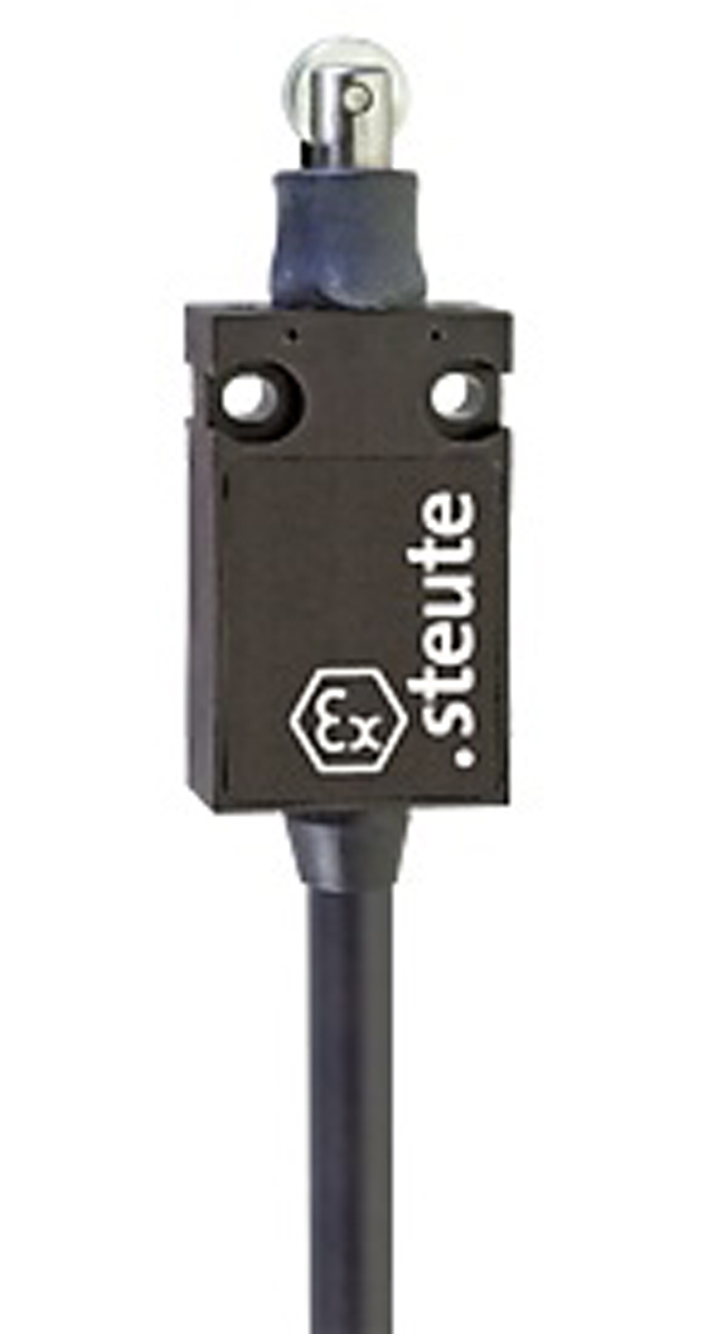 Steute Ex 14 Series Roller Plunger Limit Switch, 2NC, IP65, DPST, Thermoplastic Housing, 250V ac Max, 250 V ac 6 A, 230