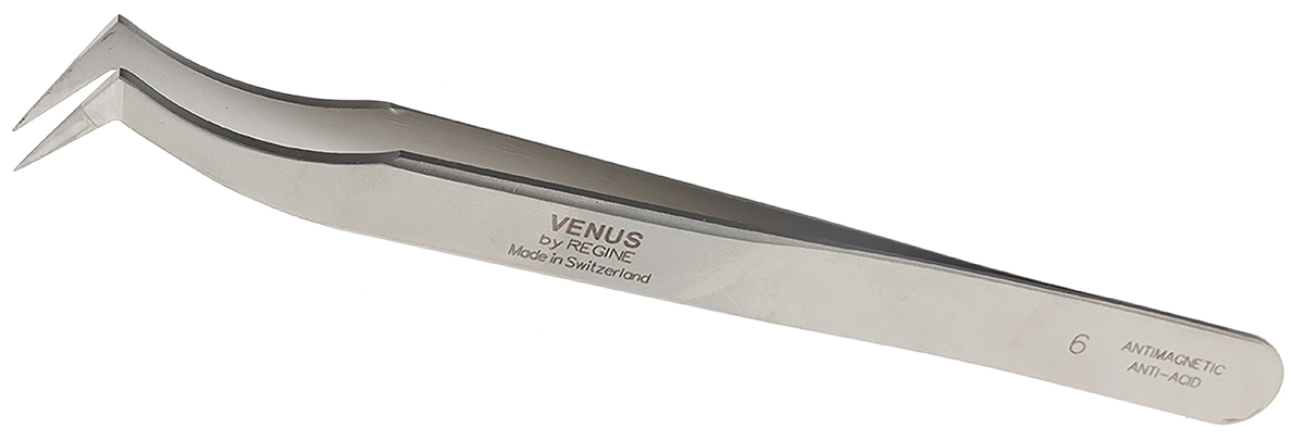 RS PRO 115 mm, Stainless Steel, Hook, Tweezers