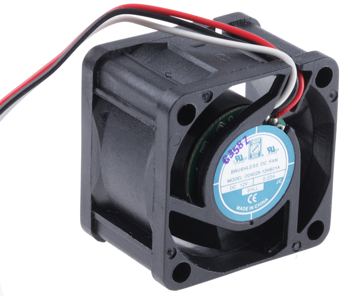 RS PRO Axial Fan, 12 V dc, DC Operation, 20.4m³/h, 2.64W, 200mA Max, 40 x 40 x 28mm