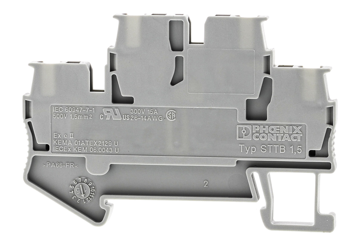 Phoenix Contact STTB 1.5 Series Grey Double Level Terminal Block, 0.08 → 1.5mm²