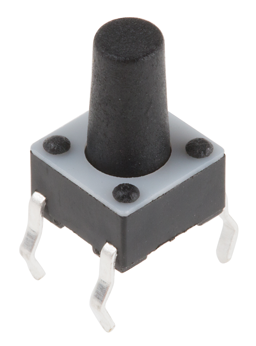 TE Connectivity Black Button Tactile Switch, SPST 50 mA @ 24 V dc 5.9mm