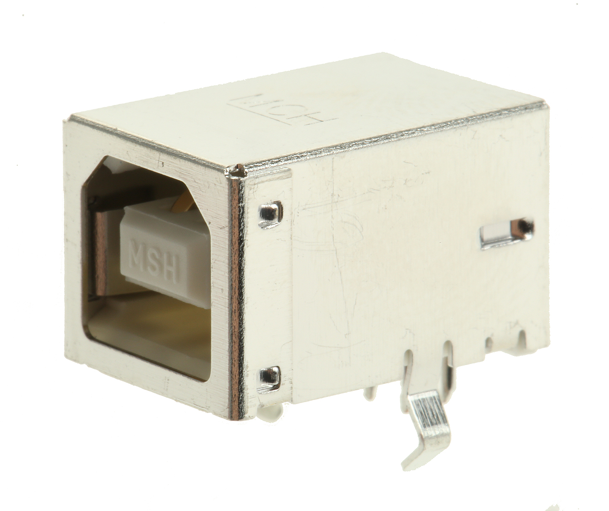 Molex Right Angle, Through Hole, Socket- Single Port Type B USB Connector