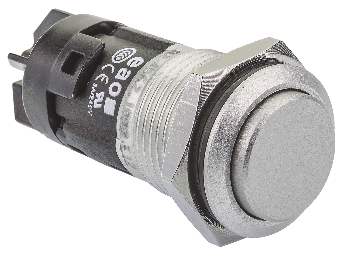 EAO 82 Series Push Button Switch, Momentary, Panel Mount, 16mm Cutout, SPDT, 240V, IP65, IP67