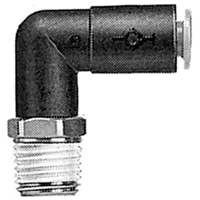 SMC KC Series Elbow Fitting, 6 mm to R 1/8 Male, Threaded-to-Tube Connection Style, KCL06-01S