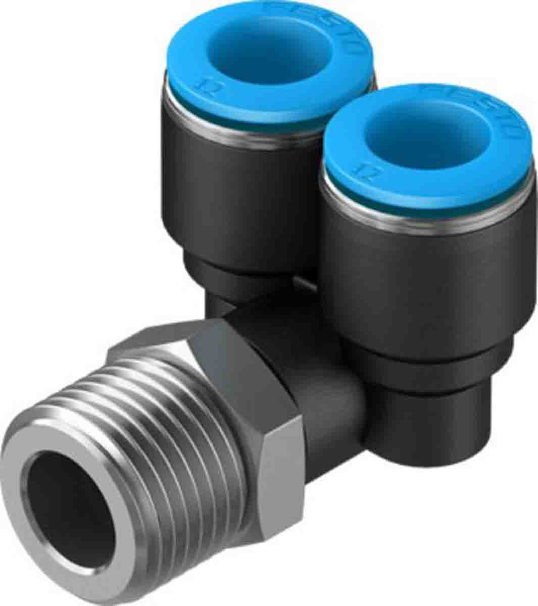 Festo Y Threaded Adaptor, Push In 12 mm to Push In 12 mm, Threaded-to-Tube Connection Style, 153181