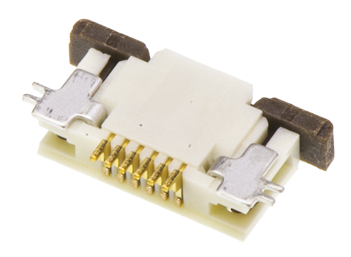 Molex, FFC/FPC SMT, 52746 0.5mm Pitch 6 Way Right Angle Female FPC Connector, ZIF Bottom Contact