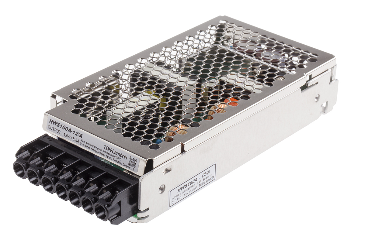 TDK-Lambda Switching Power Supply, HWS100A-12/A, 12V dc, 8.5A, 100W, 1 Output, 120 → 370 V dc, 85 → 265 V