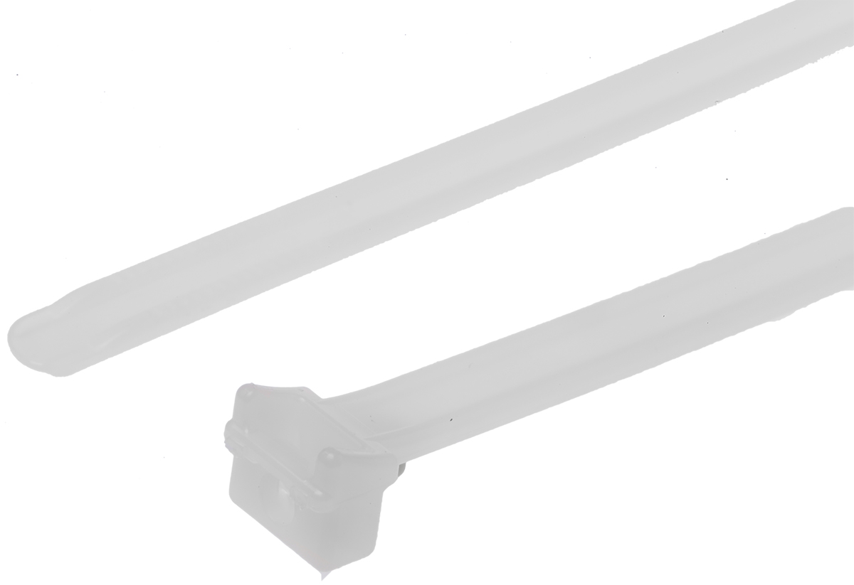 HellermannTyton Cable Tie, Without Serration, 356mm x 6 mm, Natural Polyamide 6.6 (PA66), Pk-50