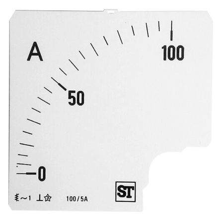 Sifam Tinsley 100A Meter Scale For Use With 96 x 96 Analogue Panel Ammeter