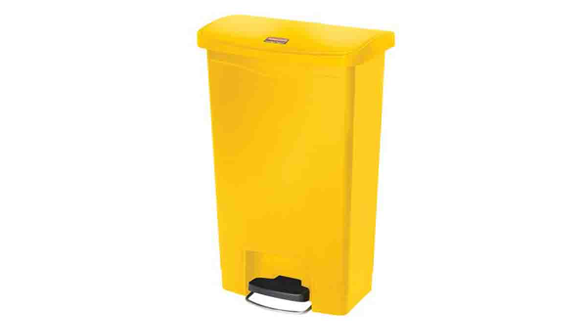 Rubbermaid Commercial Products Slim Jim 50L Yellow Pedal Resin Waste Bin