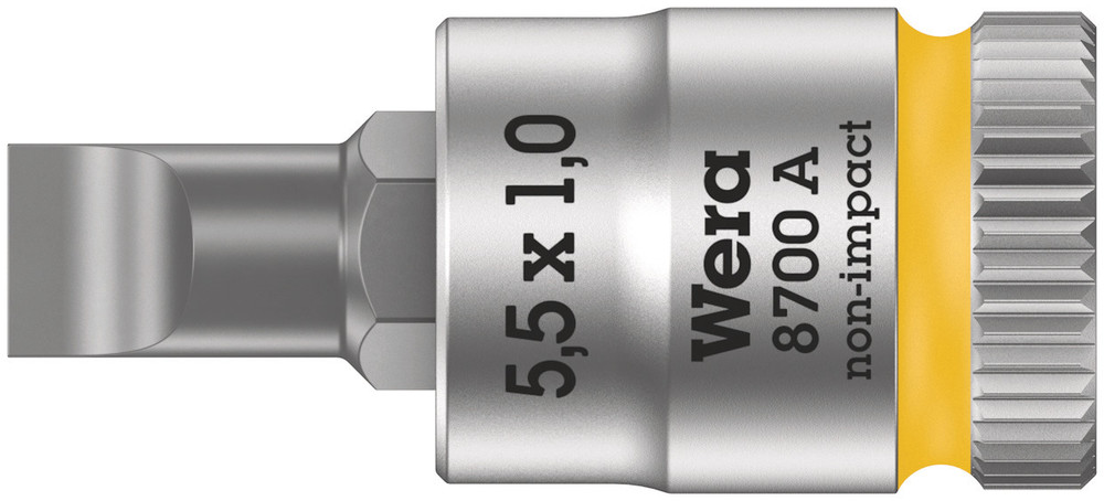 Wera 1/4 in Drive Bit Socket, Slotted Bit, 0.8 x 5.5mm, 100 mm Overall Length
