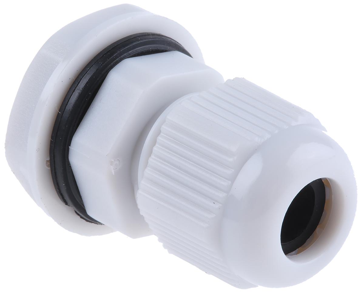 HellermannTyton NGM Series Grey Nylon Cable Gland, M12 Thread, 3mm min., 6.5mm max., IP68