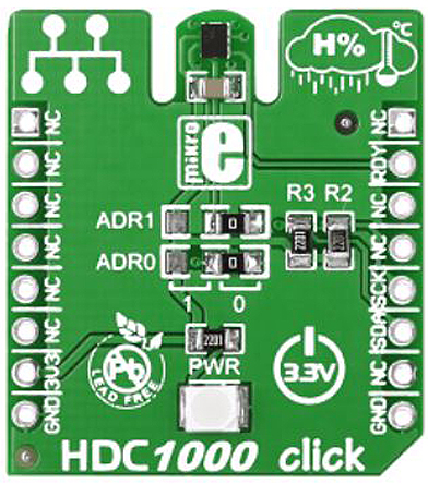 MikroElektronika Humidity Click Humidity Sensor, Temperature Sensor Add On Board MikroBus