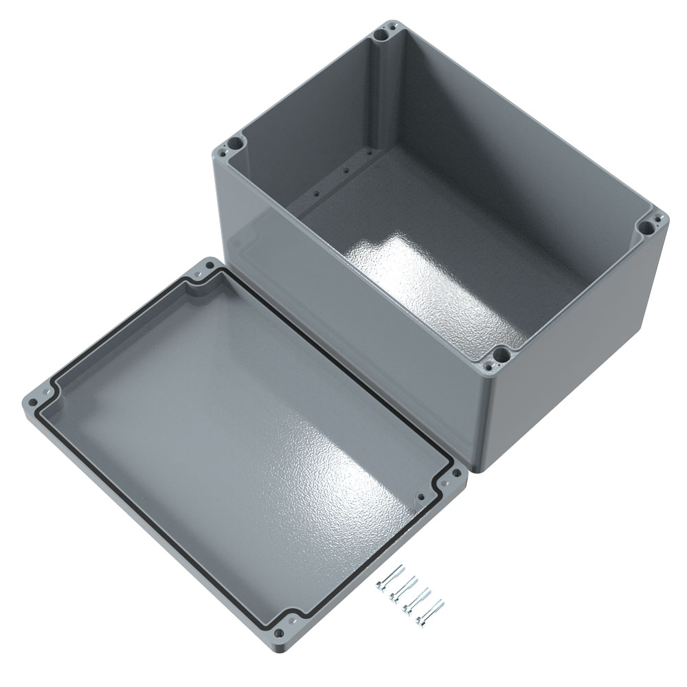Rose Aluminium Standard Series Grey Die Cast Aluminium Enclosure, IP66, IK09, Grey Lid, 330 x 230 x 180mm