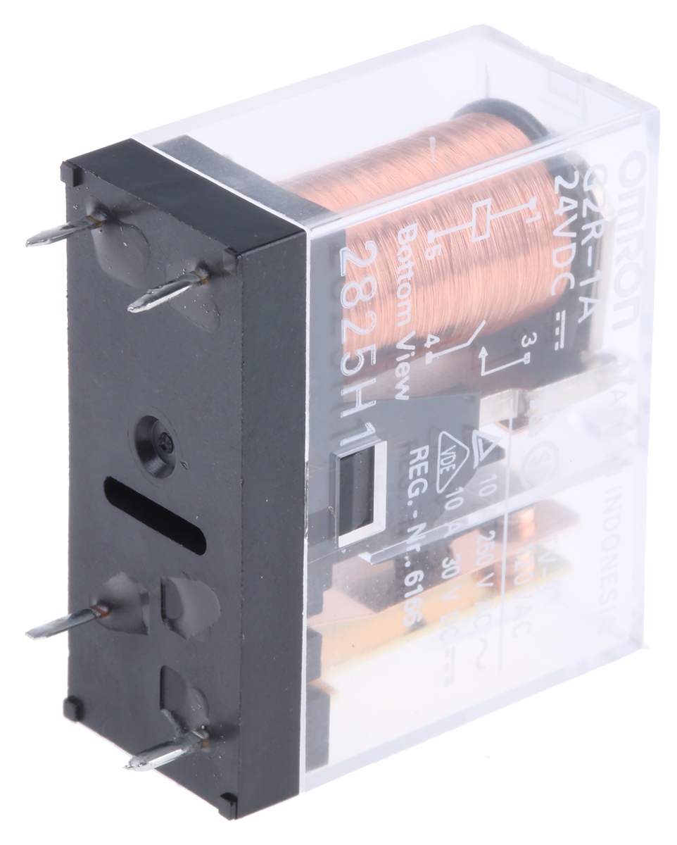 Omron PCB Mount Power Relay, 24V dc Coil, 10A Switching Current, SPST