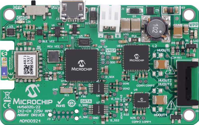 Microchip HV56020_22 2X2-CH 225V AMP ARRAY DRV Bluetooth Evaluation Board for Actuators ADM00924