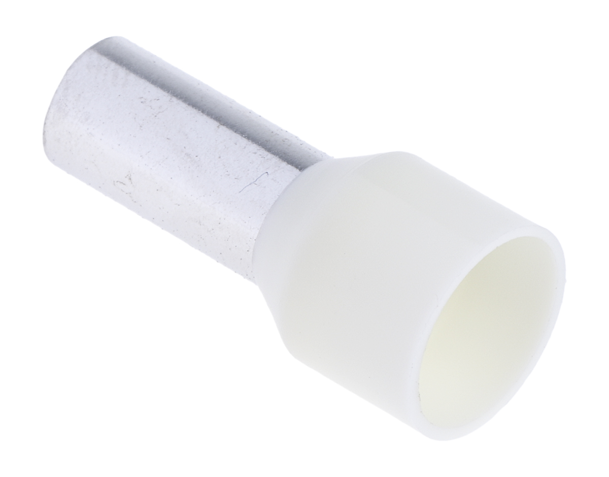 RS PRO Insulated Crimp Bootlace Ferrule, 12mm Pin Length, 5.8mm Pin Diameter, 16mm² Wire Size, Ivory