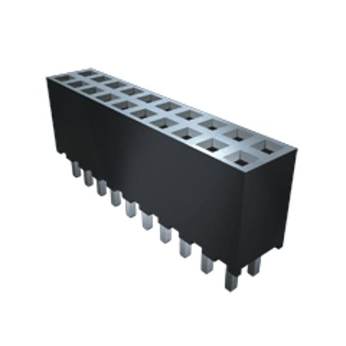 Samtec SQT Series Straight Through Hole Mount PCB Socket, 14-Contact, 1-Row, 2mm Pitch, Solder Termination