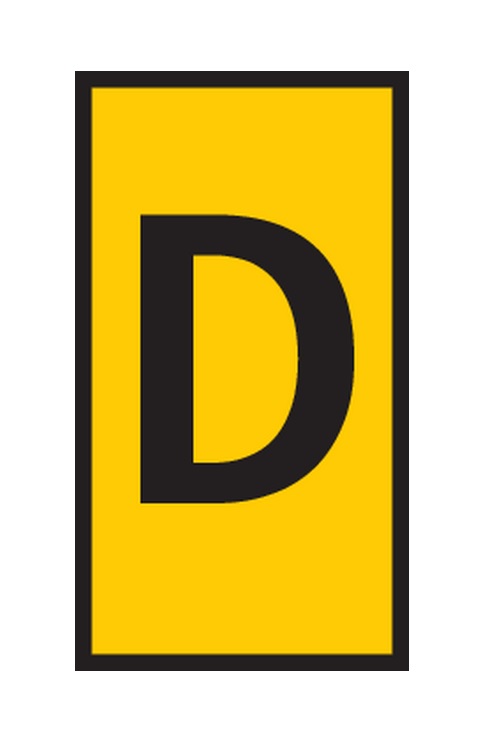 HellermannTyton WIC Snap On Clip On Cable Marker, Yellow, Pre-printed "D", 4.3 → 5.3mm Cable, 561-03044