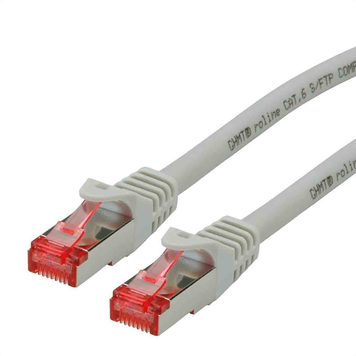 Roline, 15m Cat6, Grey RJ45 to Male RJ45 Male, S/FTP Shielded, Terminated LSZH Sheath